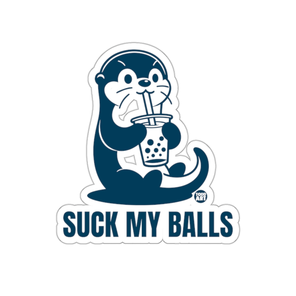 Playful Otter Drinking Bubble Tea Sticker