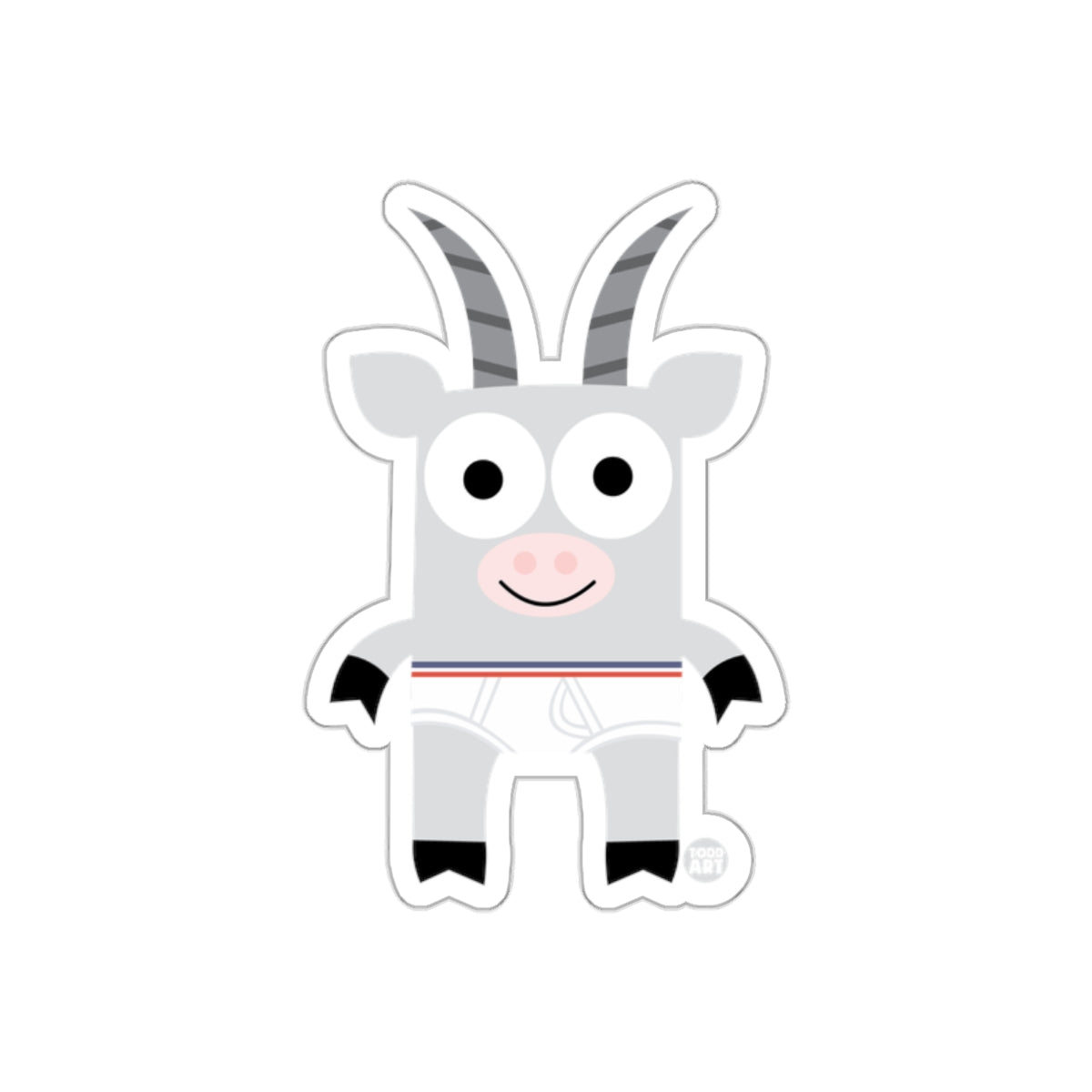 Cute Cartoon Goat with Striped Shirt Sticker