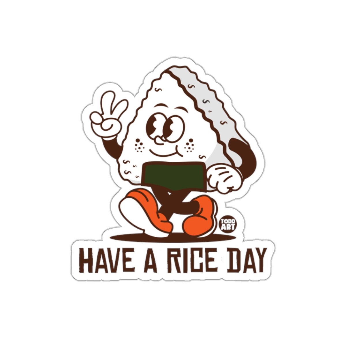 Have A Rice Day Cute Cartoon Sticker Design