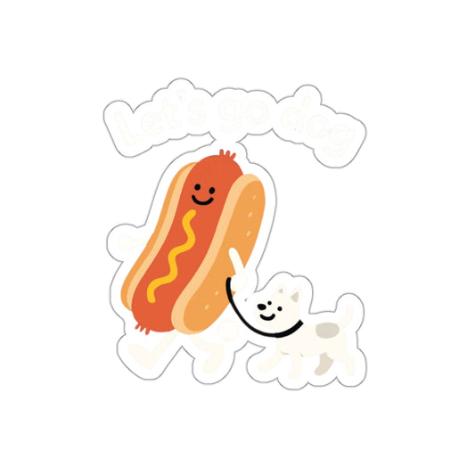 Let's Go Dog Hotdog Sticker Funny Pet Lover Decal
