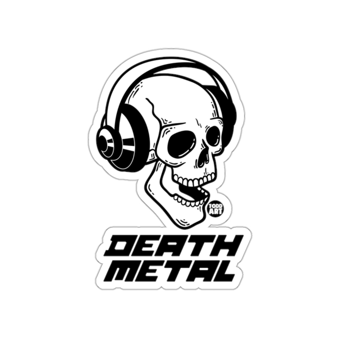 Death Metal Skull With Headphones Todd Art Design Stickers