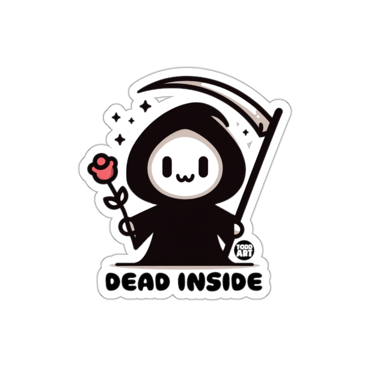 Cute Grim Reaper Rose Dead Inside Cartoon Style sticker