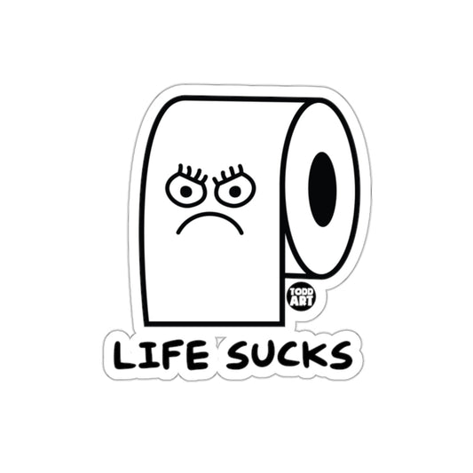 Life Sucks Toilet Paper with Angry Face Outline sticker