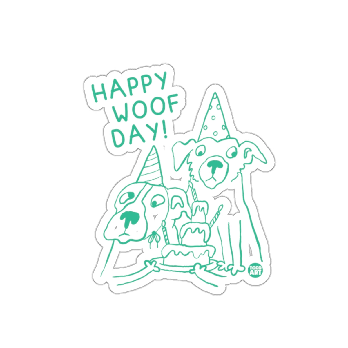 Happy Woof Day Dog Birthday Party Sticker