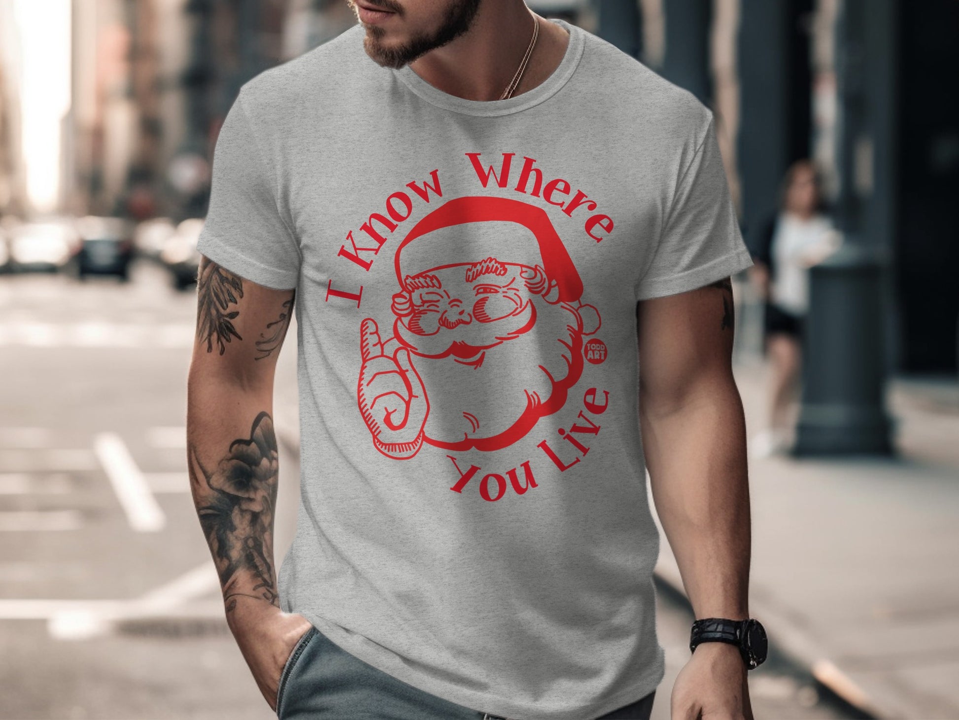 I Know Where You Live Santa Claus Graphic Tee