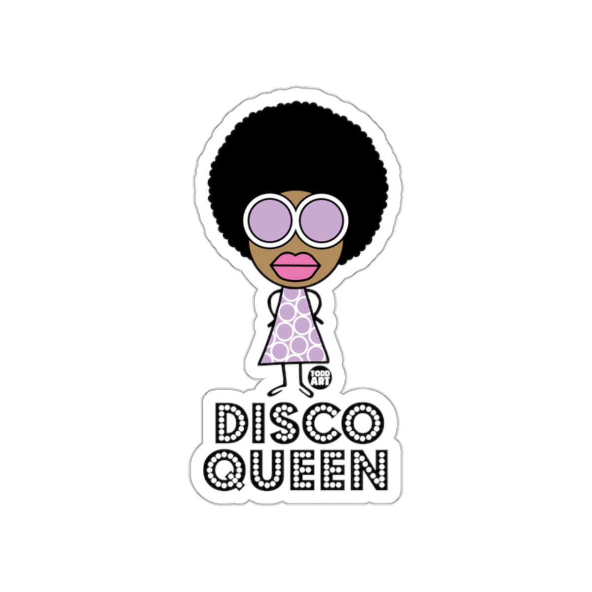 Retro Disco Queen Character with Afro Sticker