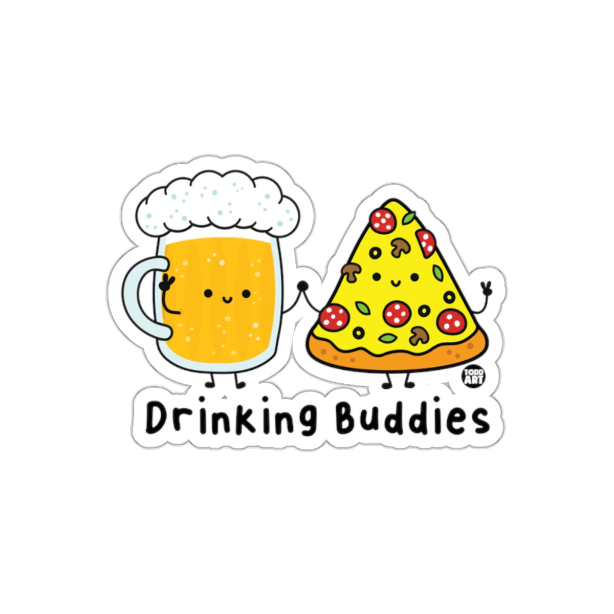 Cute Drinking Buddies Beer and Pizza Sticker