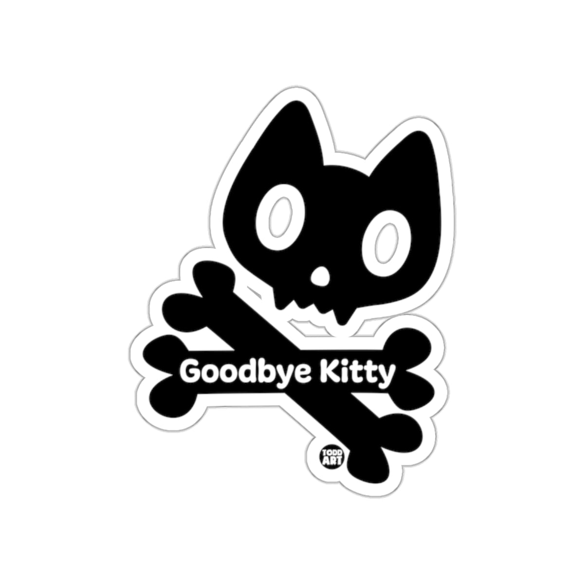 Goodbye Kitty Cat Skull and Crossbones Sticker