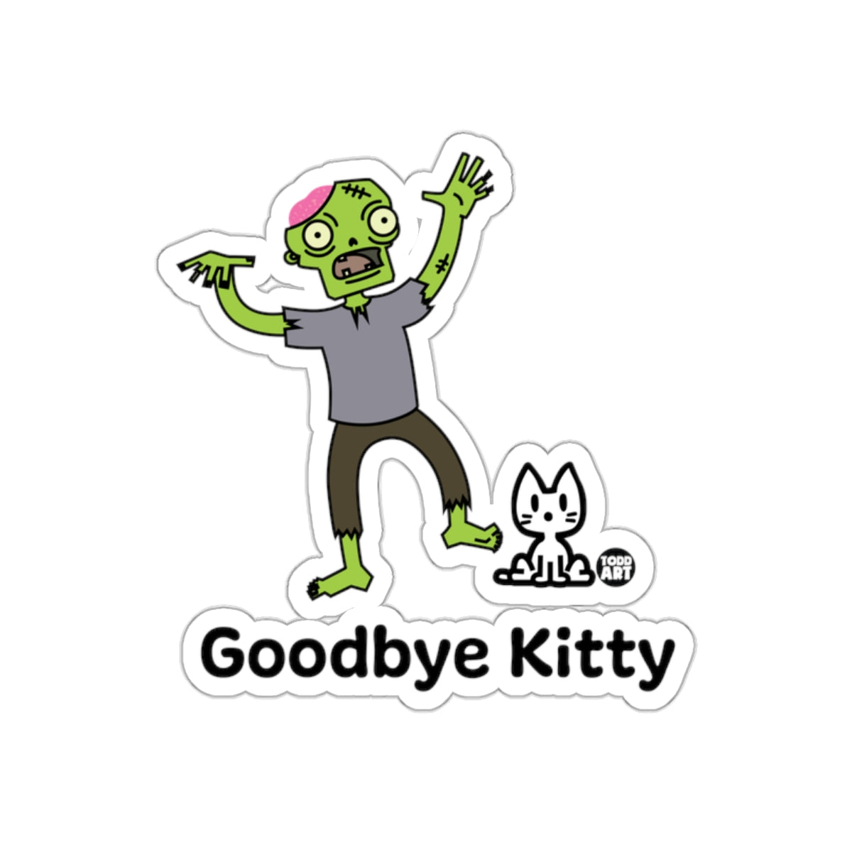 Goodbye Kitty Zombie Sticker for Fun and Quirky Use