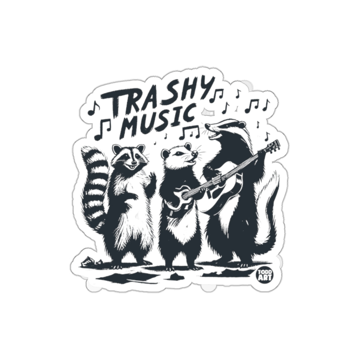 Trashy Music Band Raccoon Possum Badger Todd Art sticker