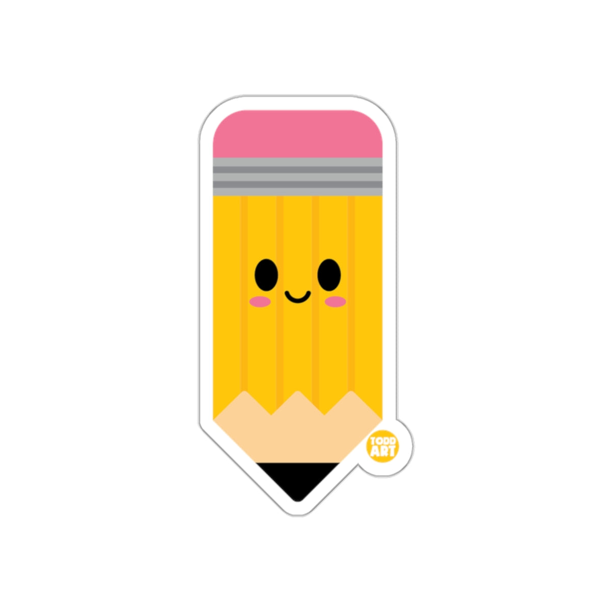 Smiling Pencil Cartoon Character Sticker for Kids