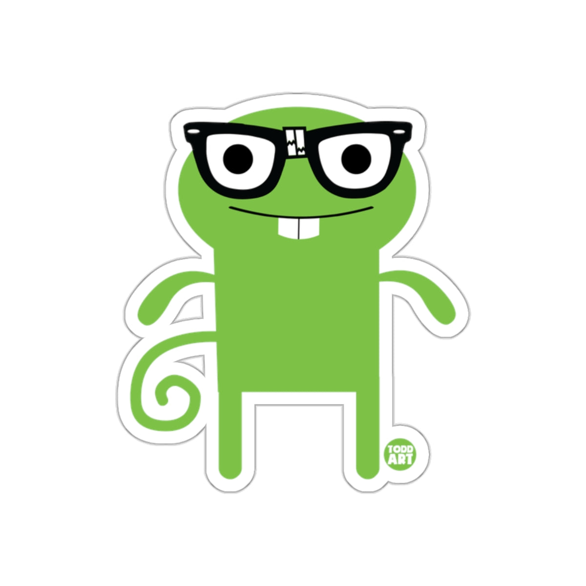 Cute Green Character with Glasses Todd Art Sticker