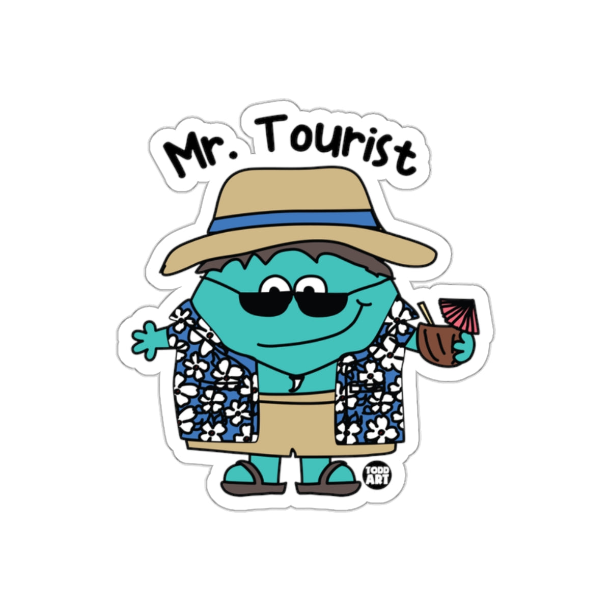 Mr. Tourist Cartoon Character Sticker for Luggage