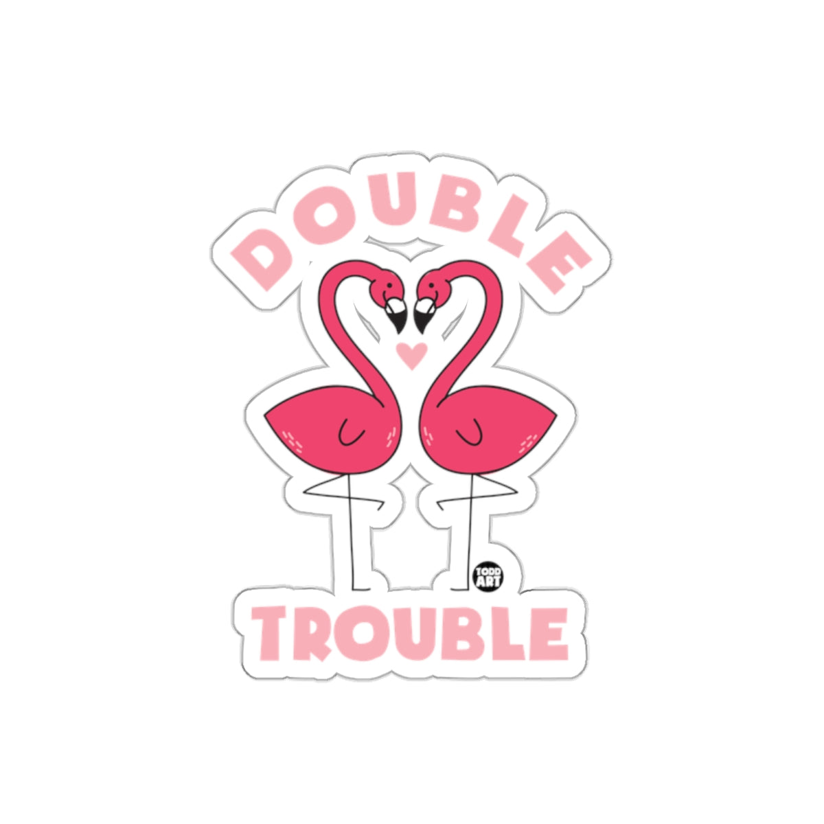 Double Trouble Flamingo Sticker Cartoon Art Design