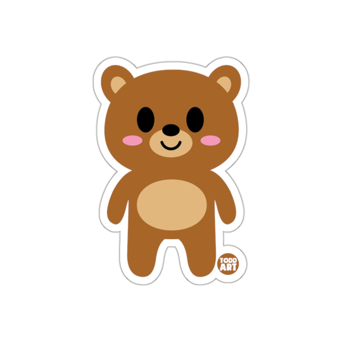 Cute Cartoon Brown Bear with Pink Cheeks Sticker