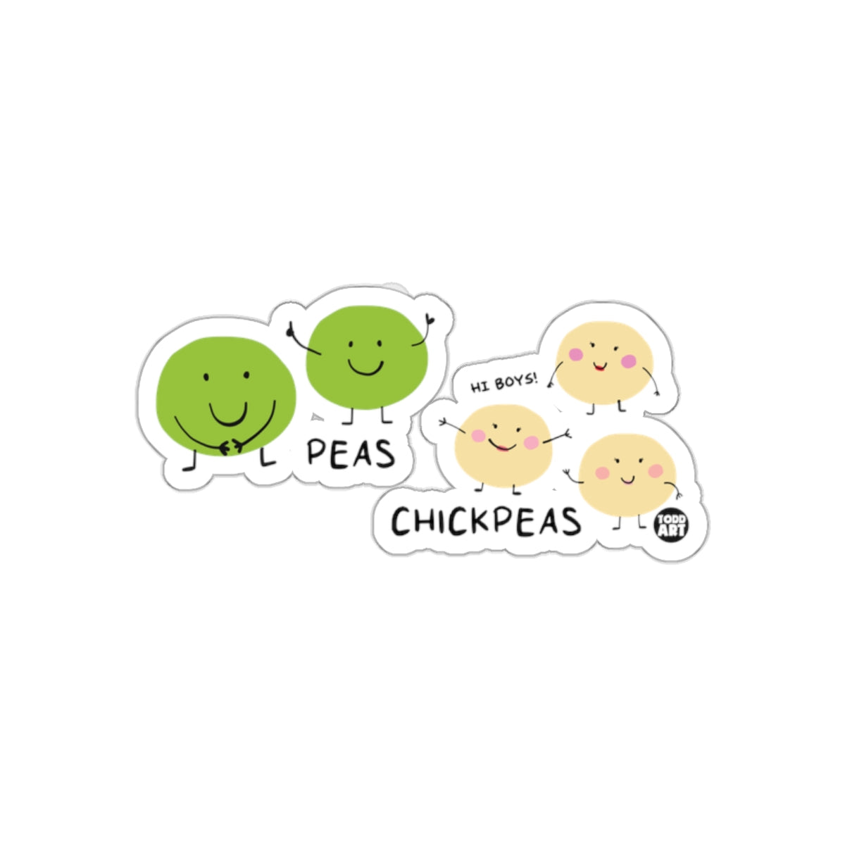 Cute Cartoon Peas and Chickpeas Graphic Stickers