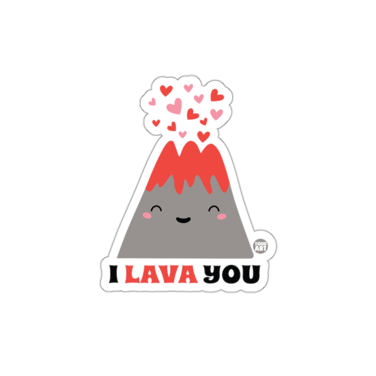 I Lava You Cute Happy Volcano With Hearts Sticker