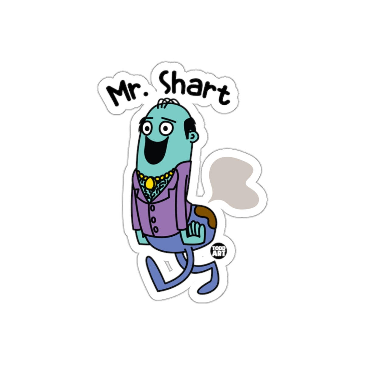 Funny Mr. Shart Cartoon Character Sticker Decal