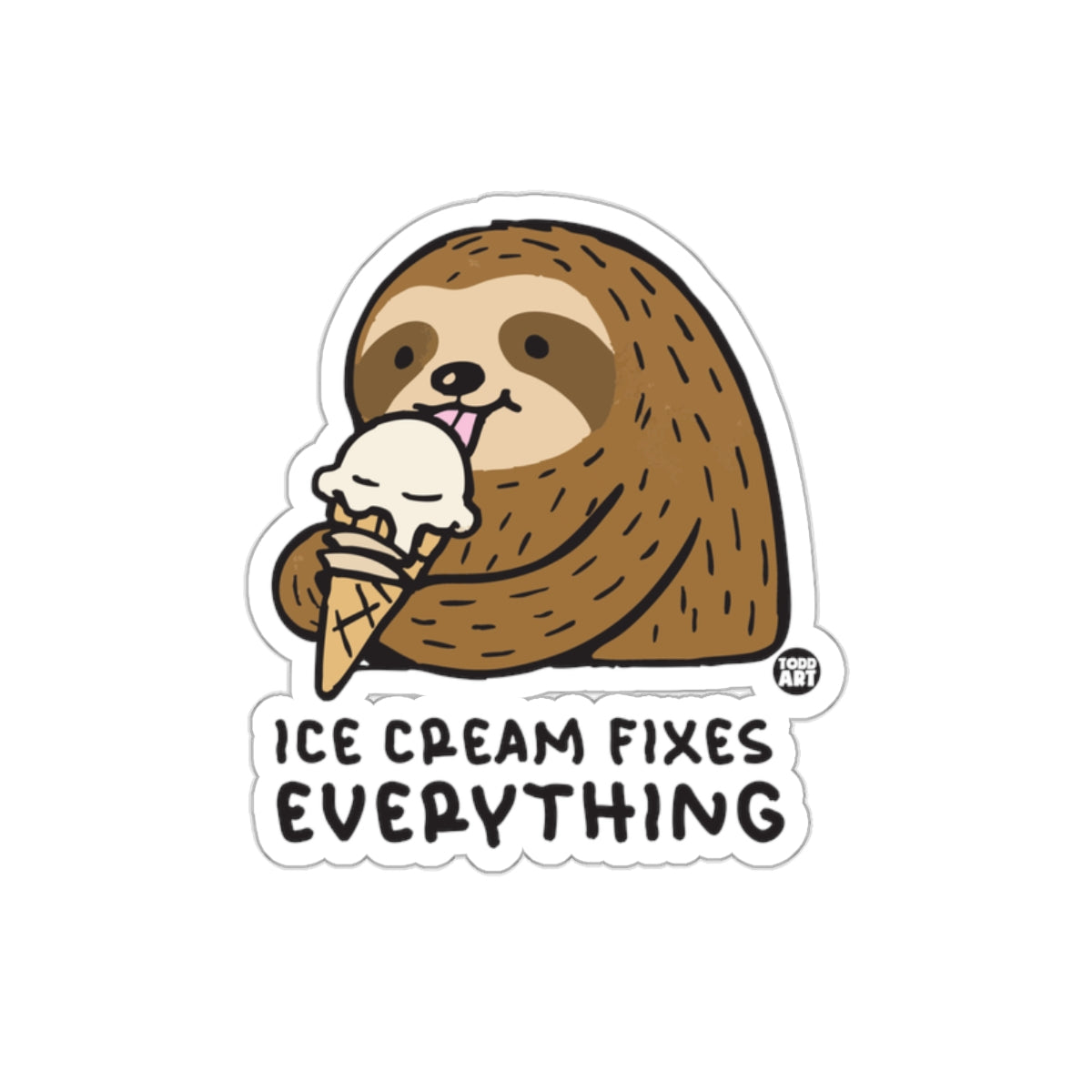 Sloth Eating Ice Cream Ice Cream Fixes Everything sticker