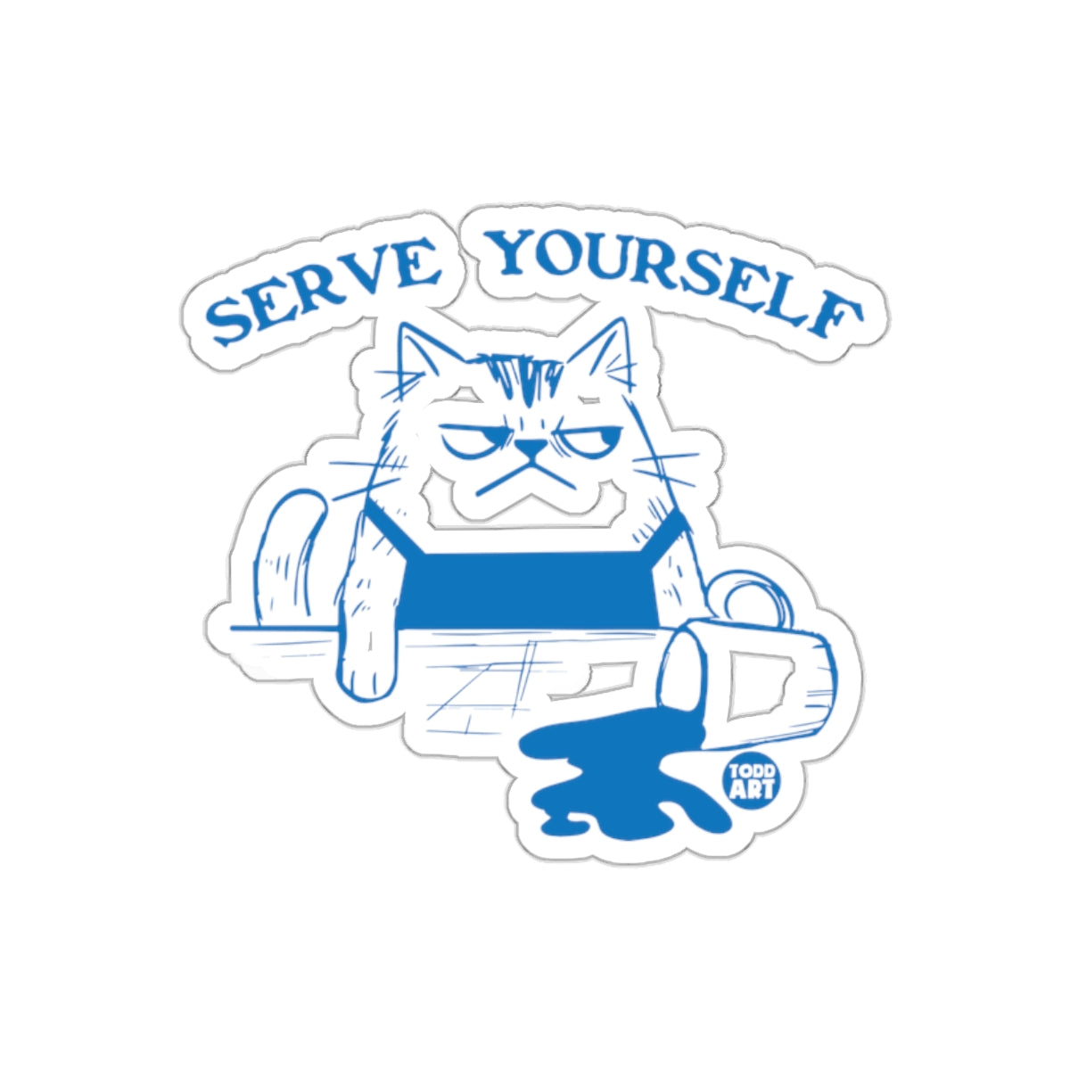 Serve Yourself Cat with Spill Illustration Sticker