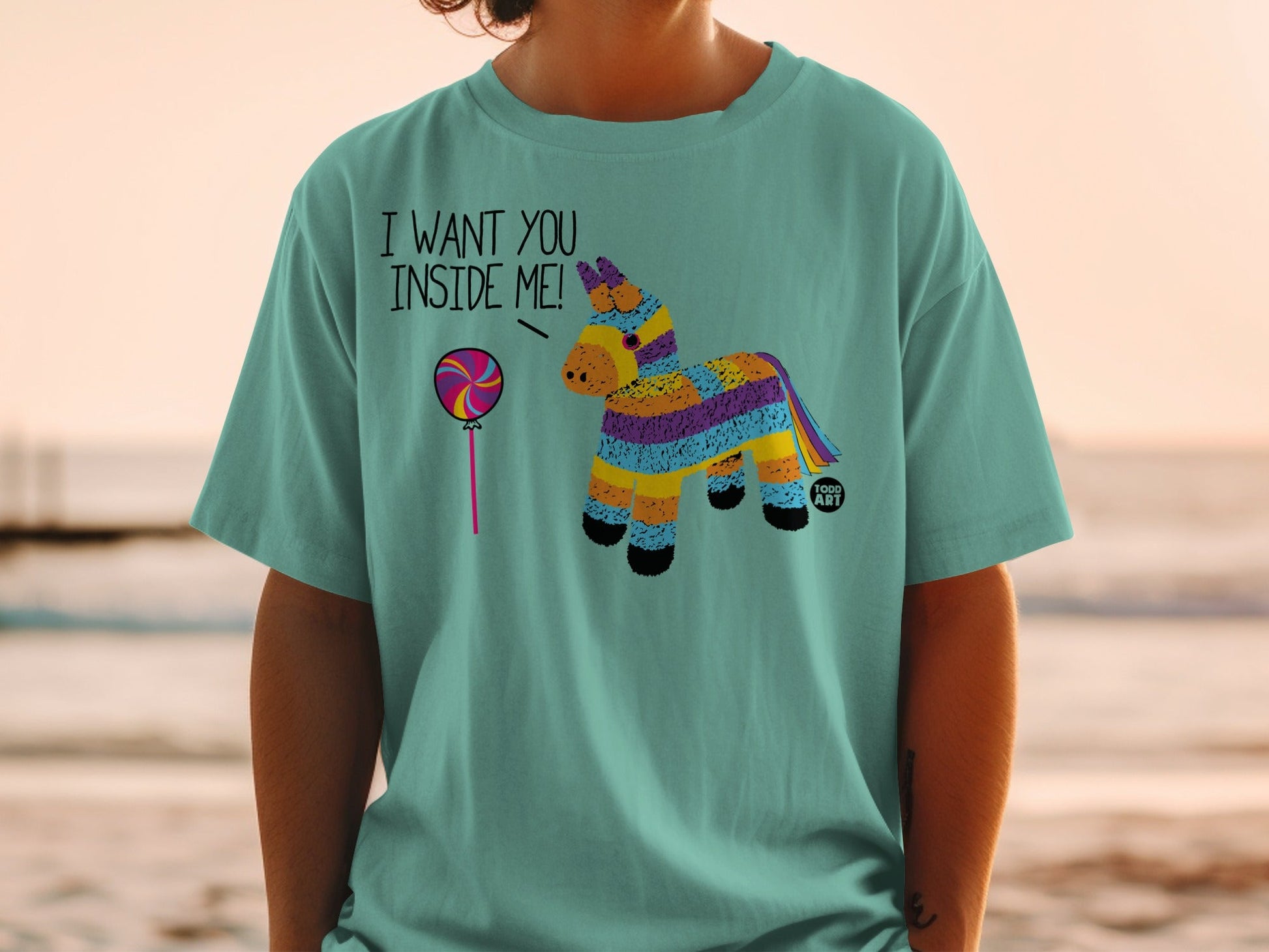 Fun Colorful Pi√±ata I Want You Inside Me T-shirt