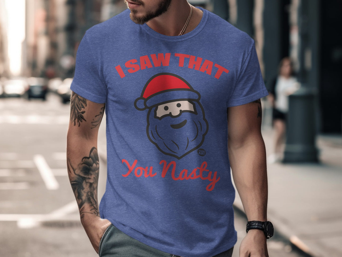 Funny Santa Beard With I Saw That You Nasty Shirt