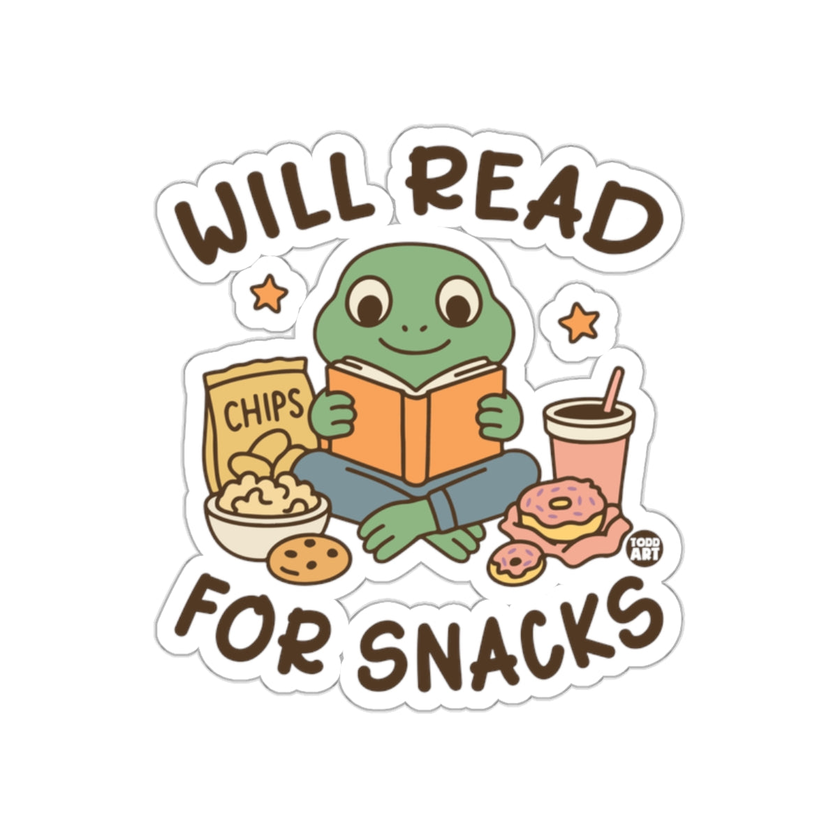 Will Read For Snacks Sticker Cute Frog Sticker Product