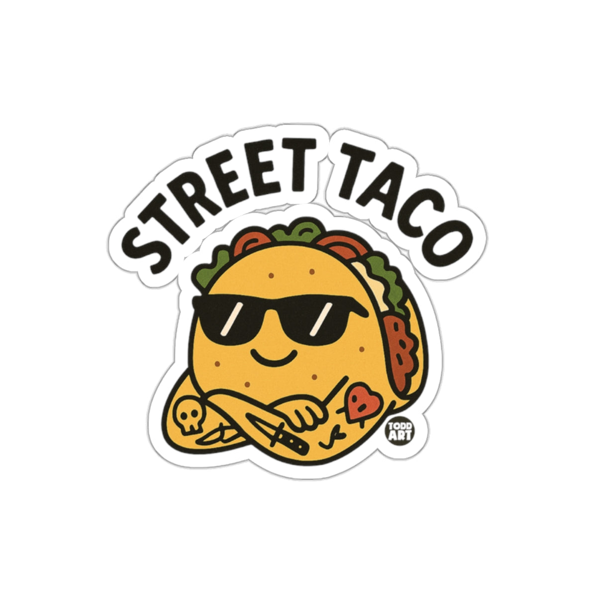 Cool Street Taco Sticker with Sunglasses Design