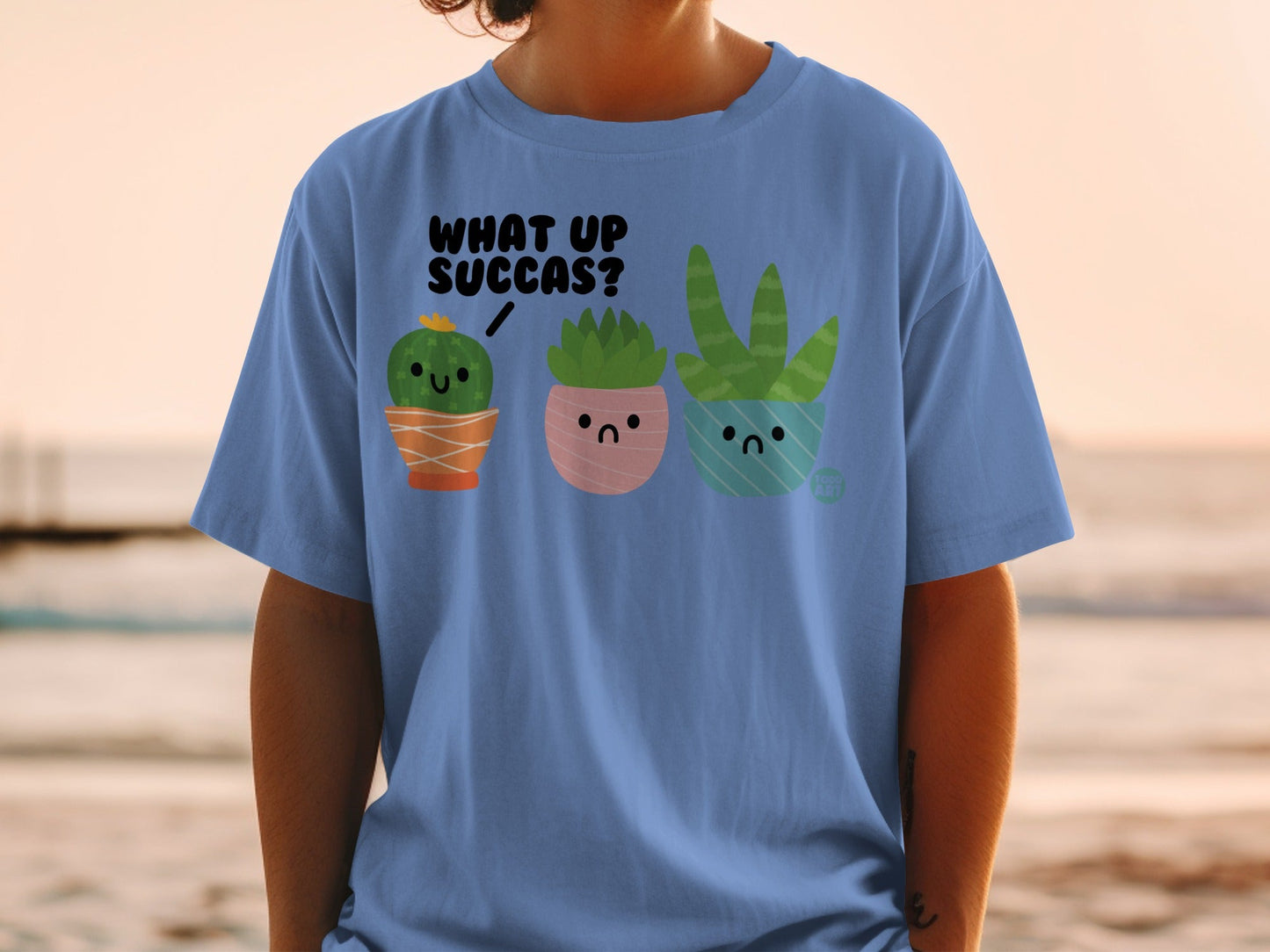 What Up Succas Cute Cartoon Succulent Plant Shirt