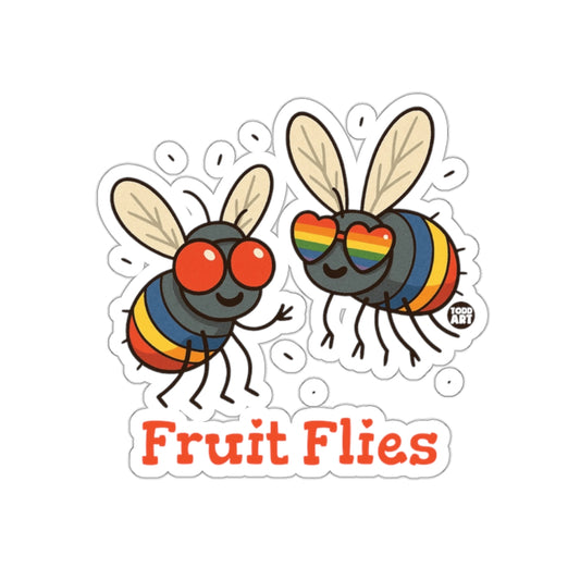 Cute Fruit Flies with Rainbow Glasses Sticker Design