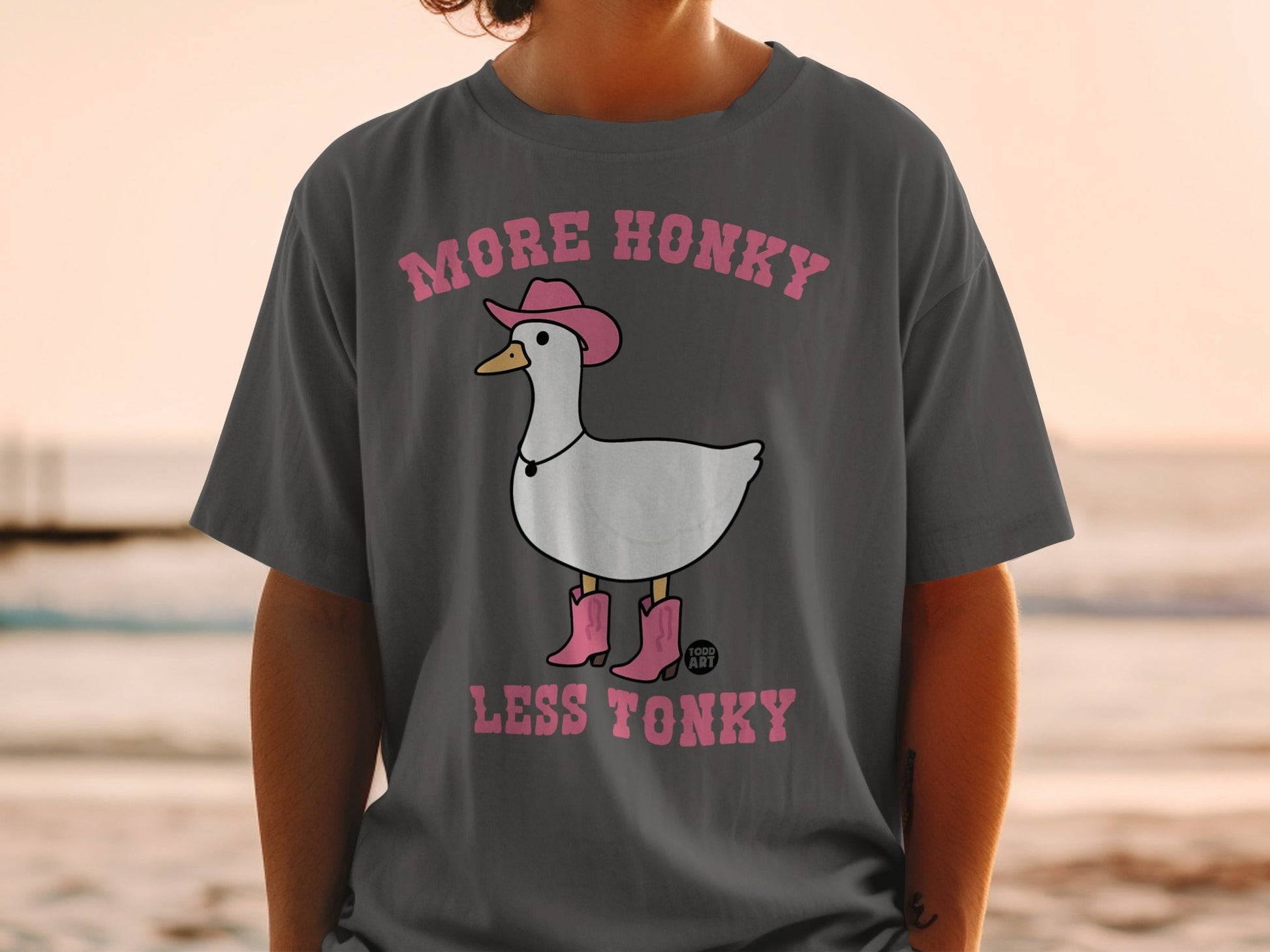More Honky Less Tonky Duck Wearing Boots T-shirt