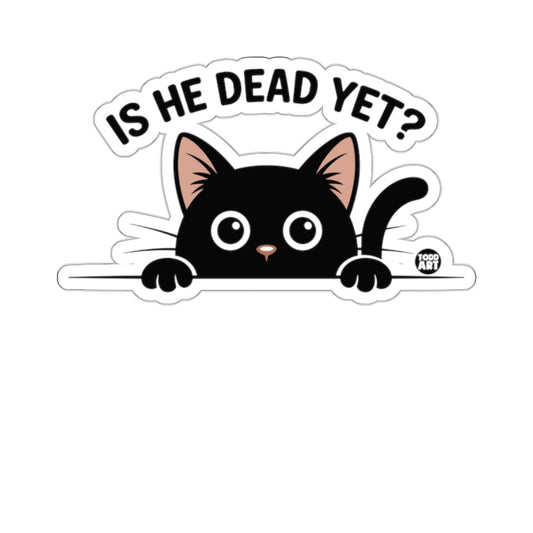 Black Cat Peeking IS HE DEAD YET Funny Cartoon 