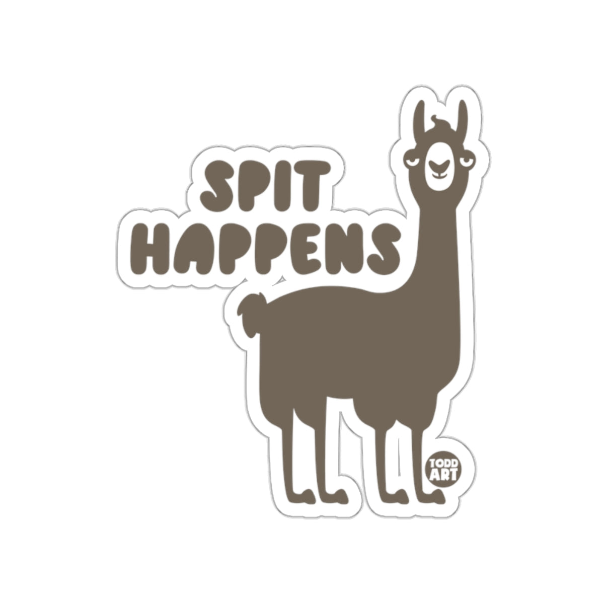 Spit Happens Funny Llama Sticker for Kids and Adults