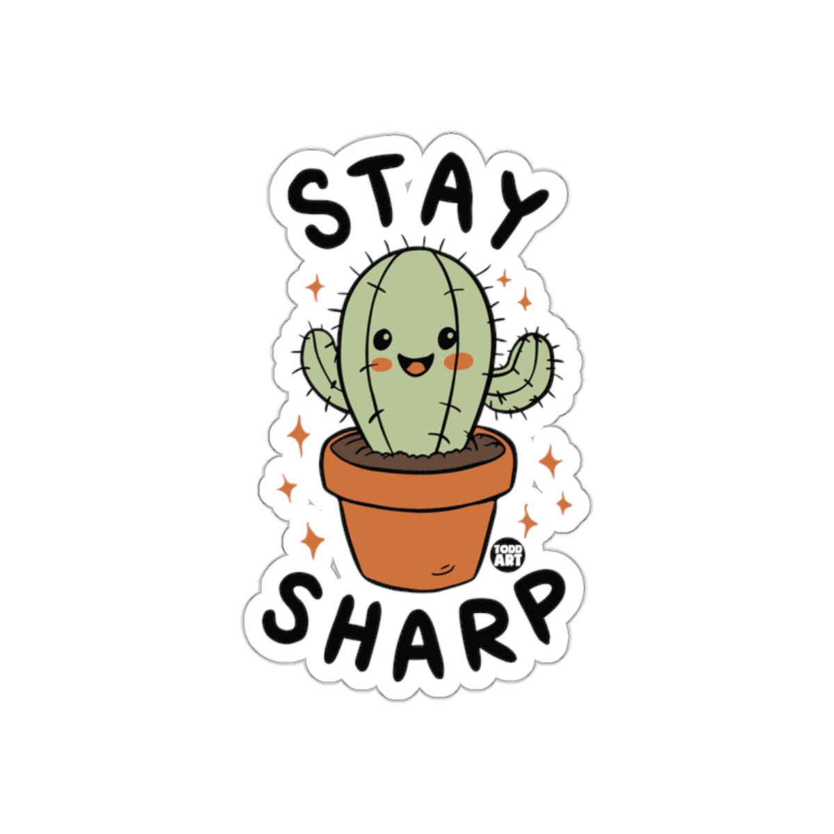 Stay Sharp Cute Cactus Illustration Sticker