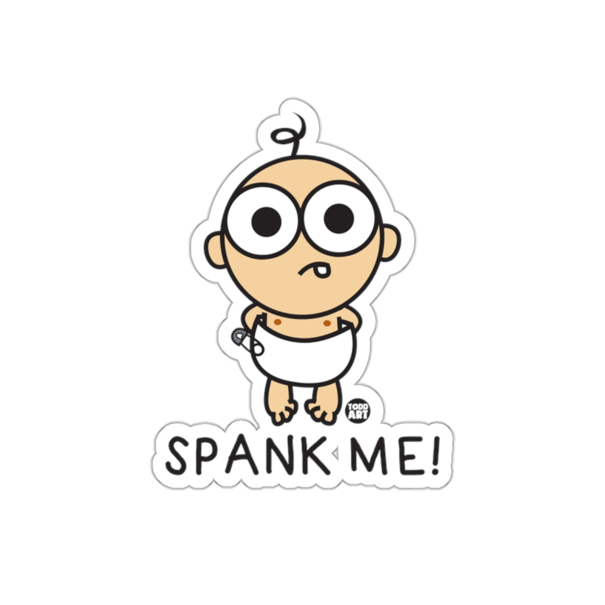 Cute Baby Cartoon with Spank Me Text Sticker Decal