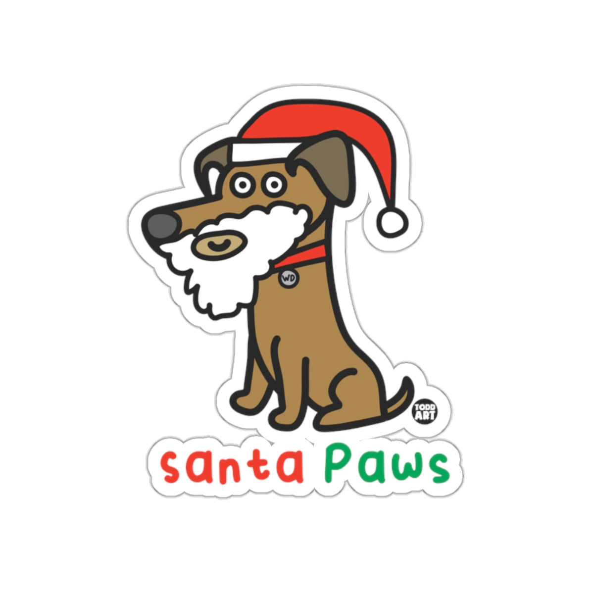 Santa Paws Christmas Dog Illustration Sticker