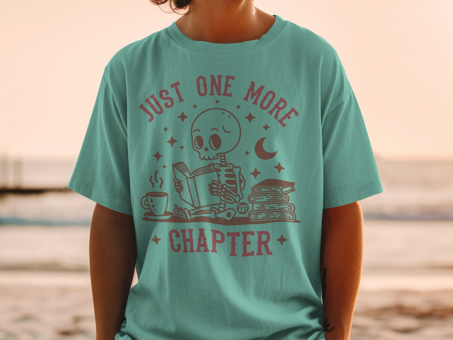 Just One More Chapter Skeleton Reading T-shirt