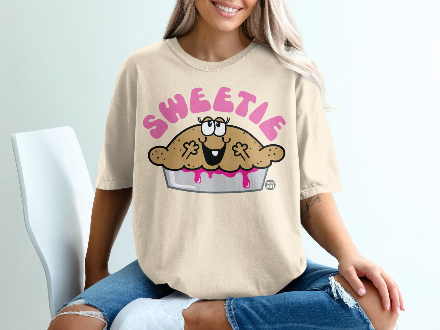 Sweetie Cartoon Pie Graphic T-Shirt Fun Casual Product