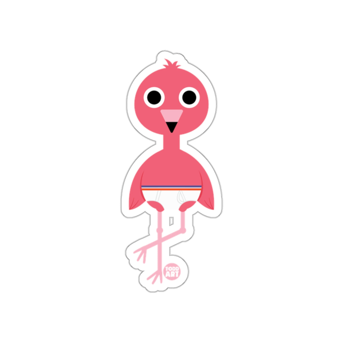 Cheerful Pink Bird Character Sticker Product