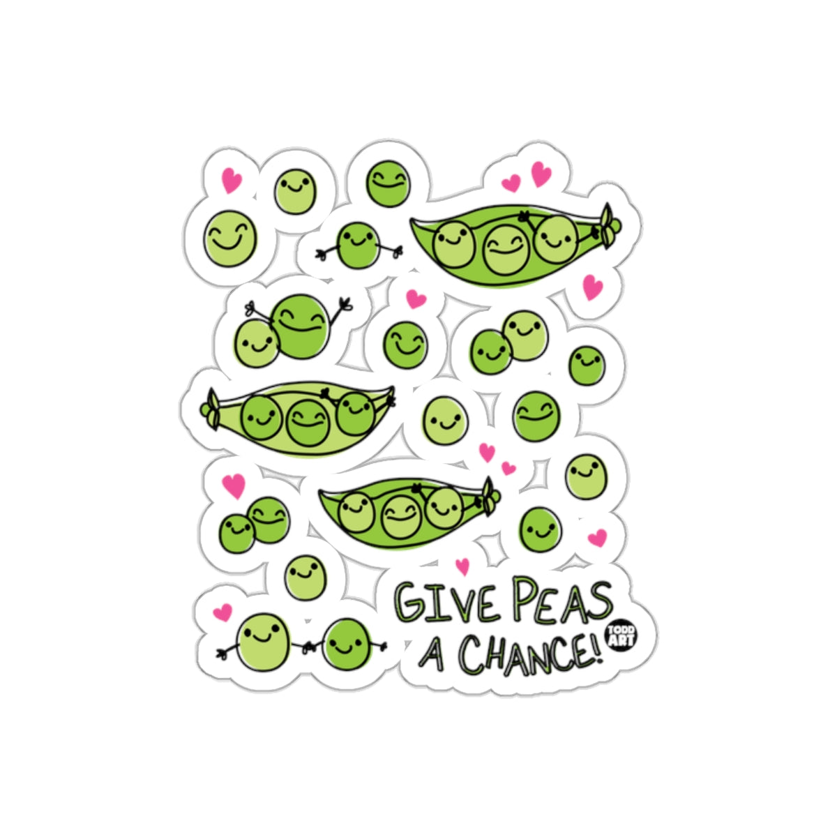 Cute Give Peas A Chance Cartoon Sticker Design