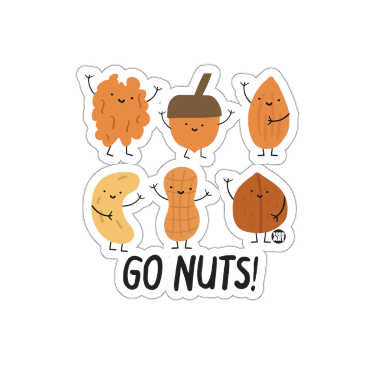 Cute Go Nuts Funny Cartoon Nuts Sticker Sheet