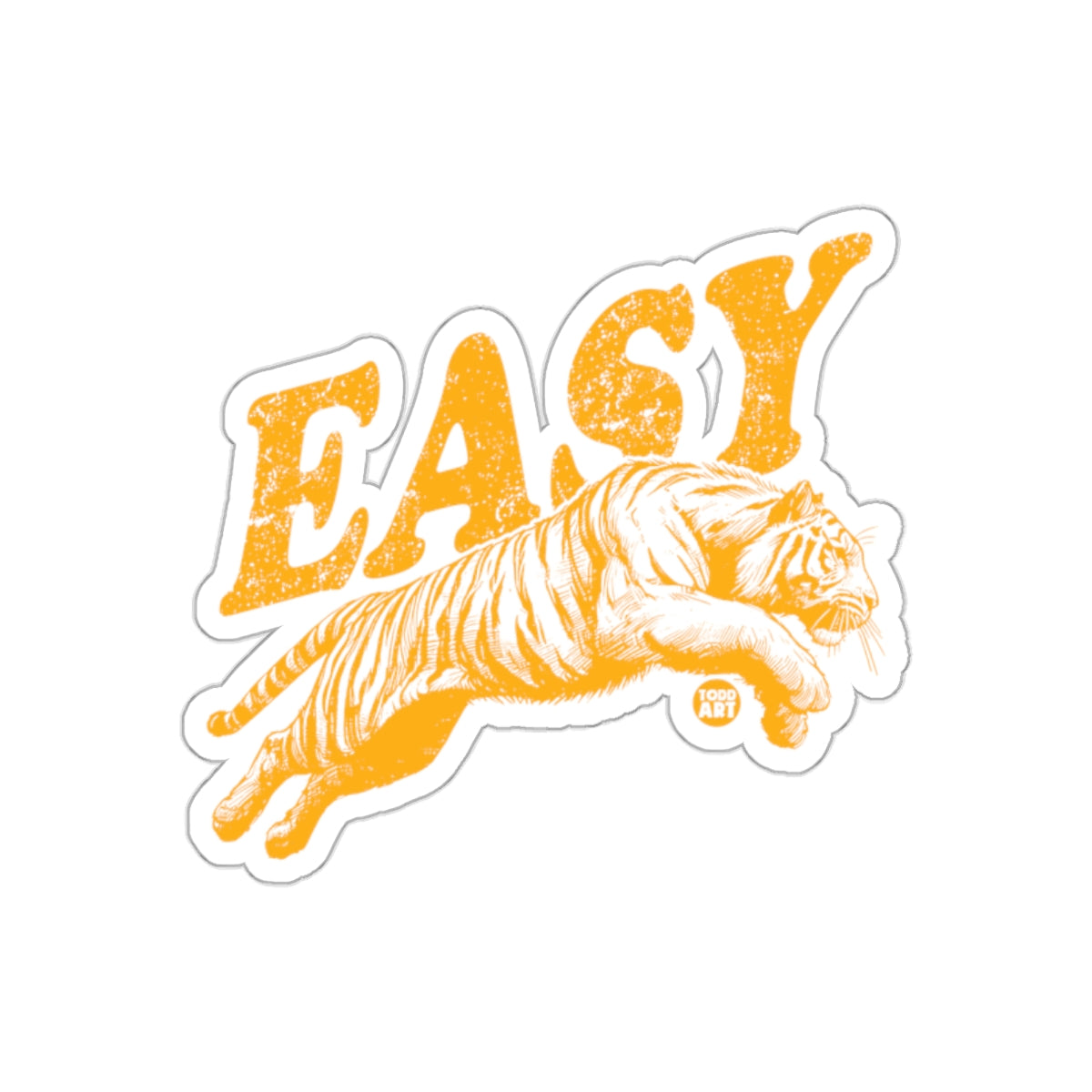 Easy Orange Tiger Sticker with Jumping Tiger Design