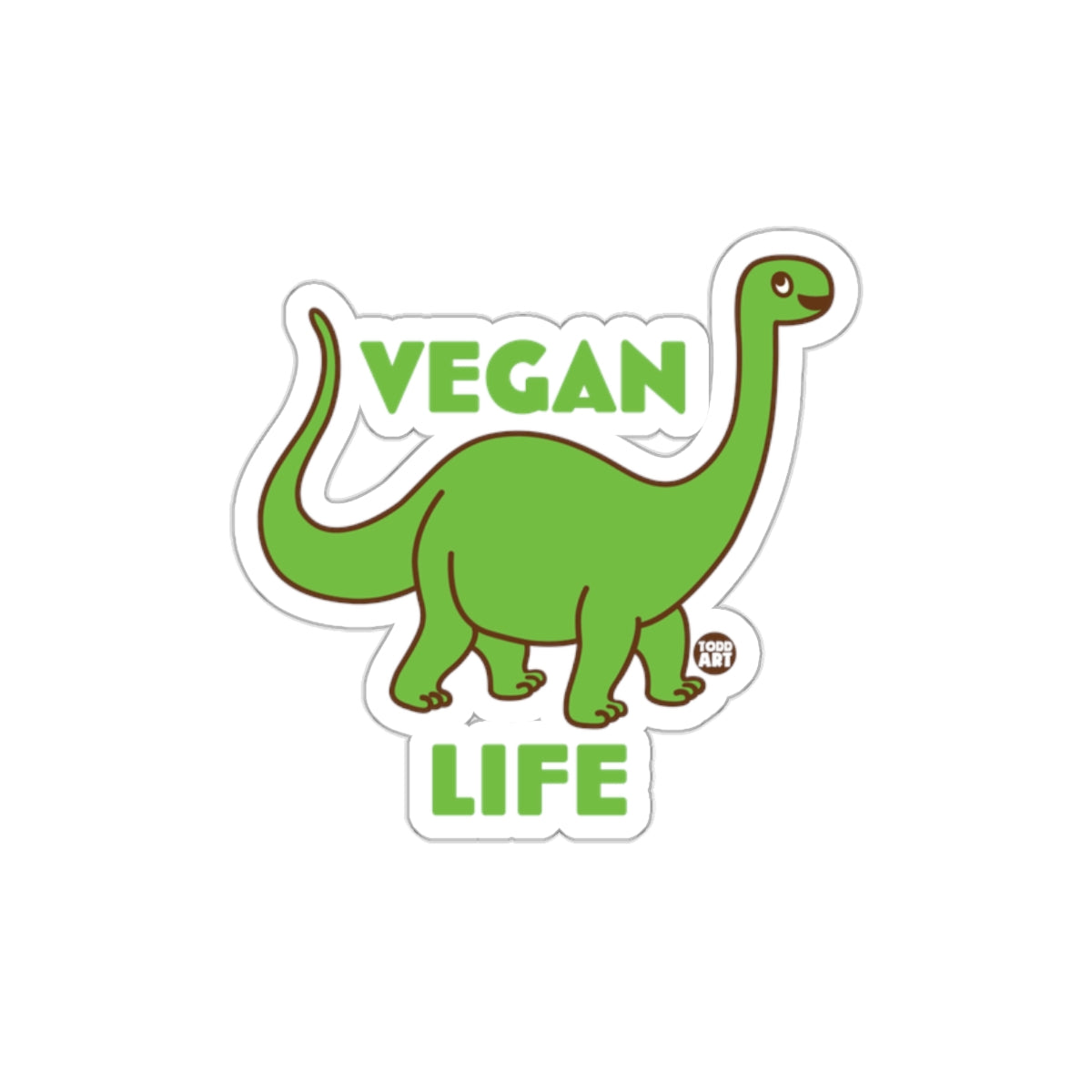 Cute Green Dinosaur With Vegan Life Sticker
