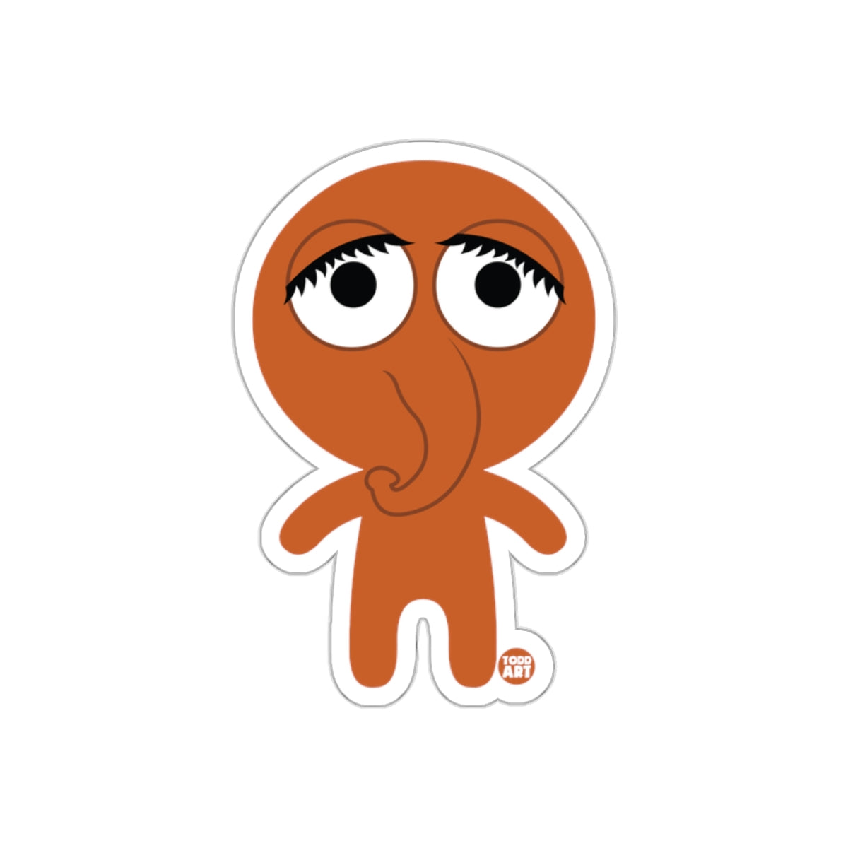 Cute Cartoon Character Sticker with Big Eyes and Trunk