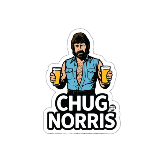 Chug Norris Illustration with Two Beers Funny Stickers