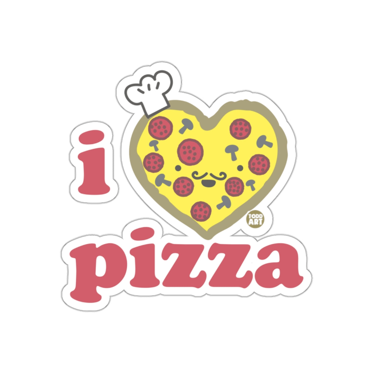 I Love Pizza Cute Heart Shaped Sticker Product