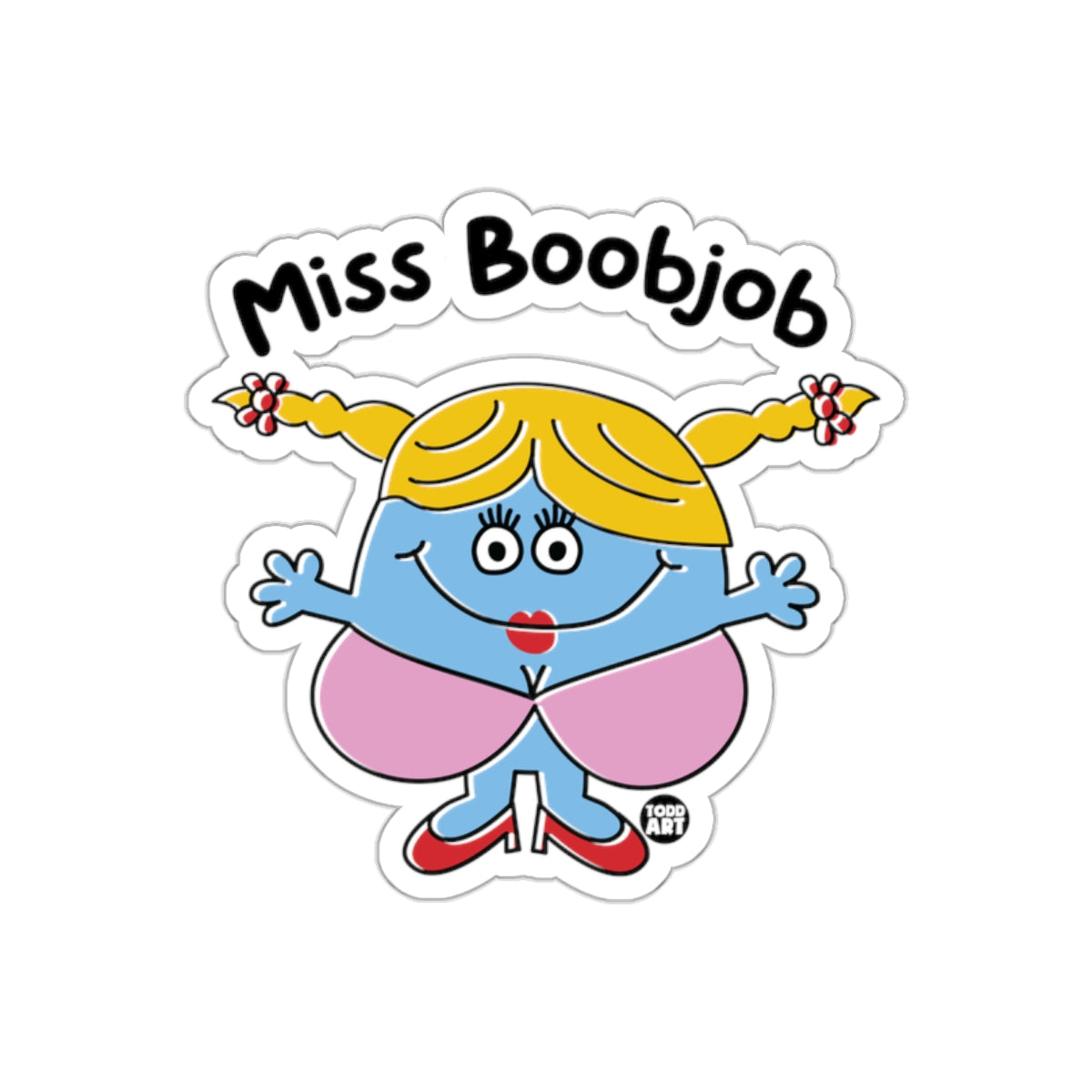 Miss Boobjob Sticker with Cartoon Illustration