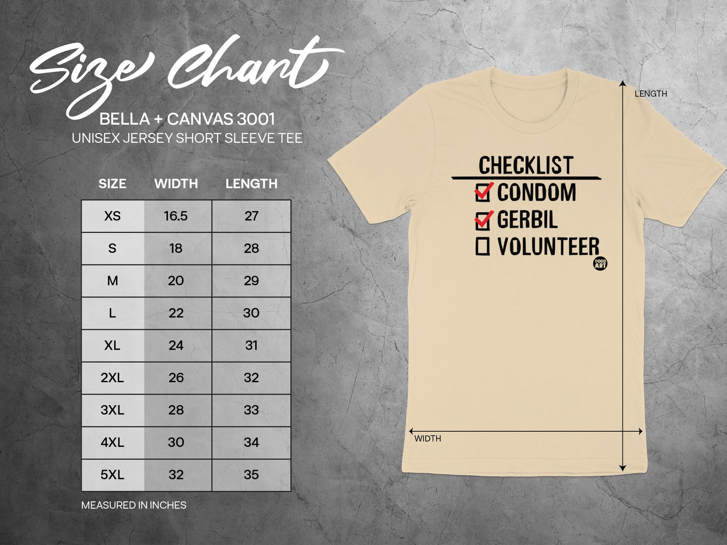 Checklist Condom Gerbil Volunteer Tee product type