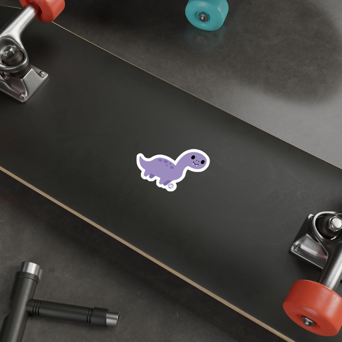 Cute Purple Dinosaur Sticker for Skateboards or Decor