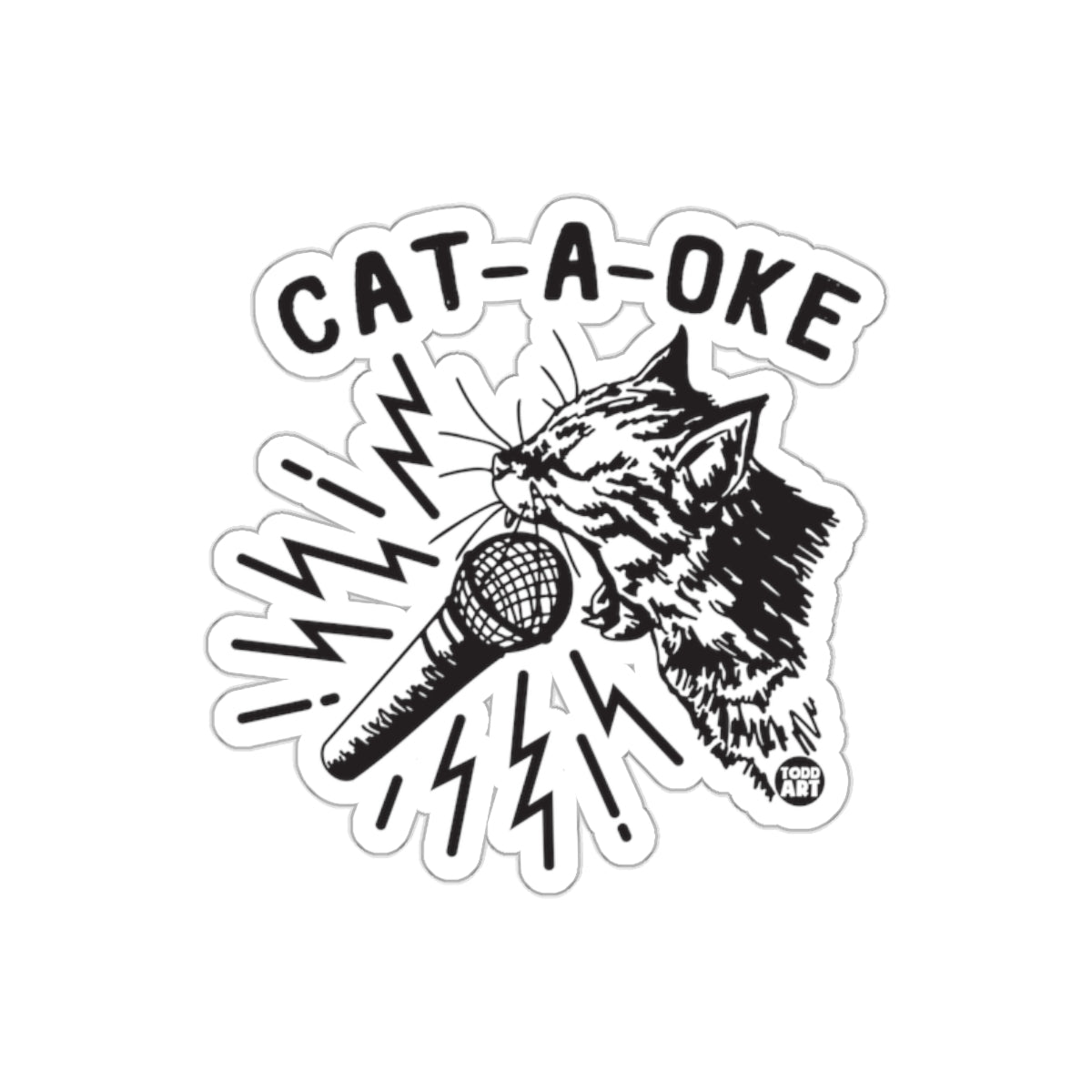 Fun Cat A Oke Design Sing Into the Microphone Stickers